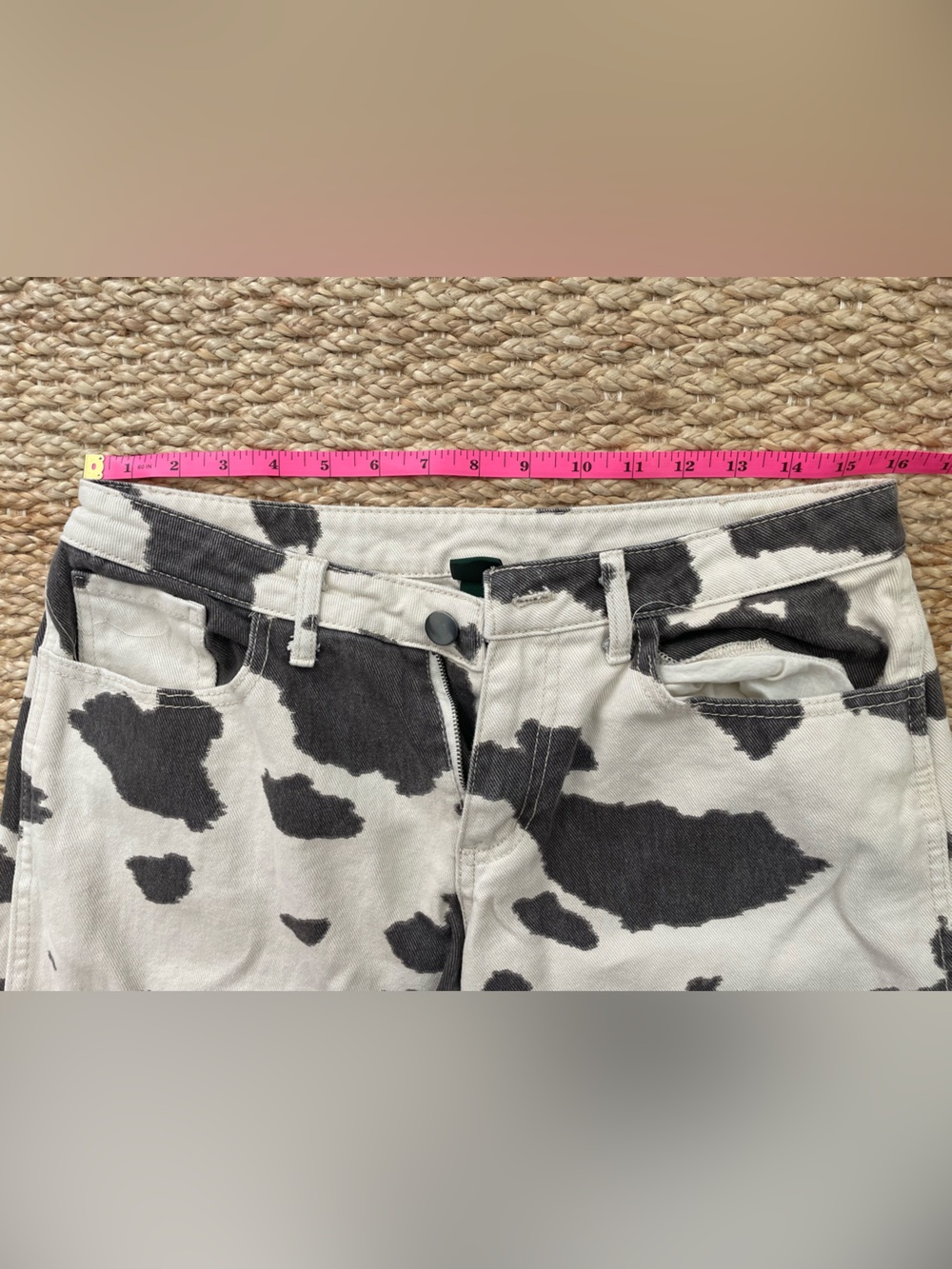 Cow Print Straight Leg Jeans Black White Western Women’s Small Western Boho - Picture 6 of 7